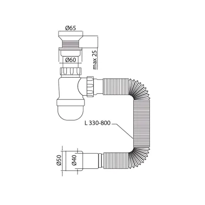 Сифон для умивальника Mixxus SU-06-A 1 1/2"x40 з пластиковим випуском (MI8183) — Photo 1