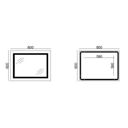 Дзеркало Lidz Kubis 800х600 з LED-підсвічуванням Touch, з антизапотіванням, з димером, рег. яскравості LD78LF9047400 — Photo 1