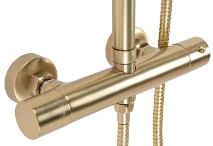 Душовий гарнітур REA PAROT BRUSHED GOLD матове золото з термостатом — Photo 1
