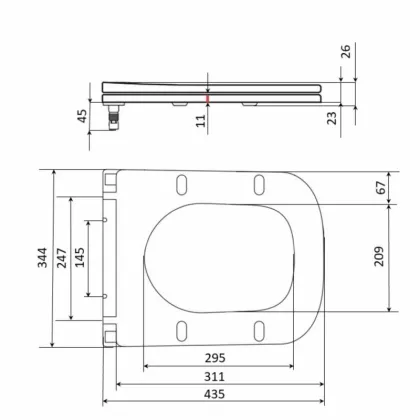 Сидіння для унітаза підлогового (Stenava) 435×345×30 мм, White, з мікроліфтом, Slim Duroplast, Quick Release QT99SC8303W Qtap — Photo 1