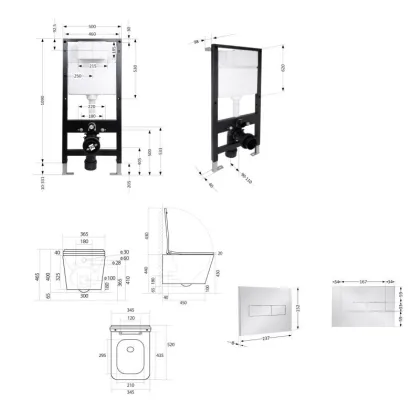 Готове рішення Qtap для ванної кімнати: підвісний унітаз Tern Ultra Quiet 525x345x360 + комплект інсталяції Standard (лінійна клавіша Chrome) — Photo 1