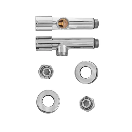 Комплект кранів для рушникосушки кутовий Koer KR.SET.533 - M1/2''xM1/2'' подовжений, хромований (KR5842) — Photo 2