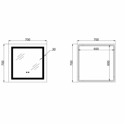 Дзеркало Lidz Kubis (KU1) 700х700 з LED-підсвічуванням Touch, з антизапотіванням, з димером, рег. яскравості LDKU70070049287 — Photo 1