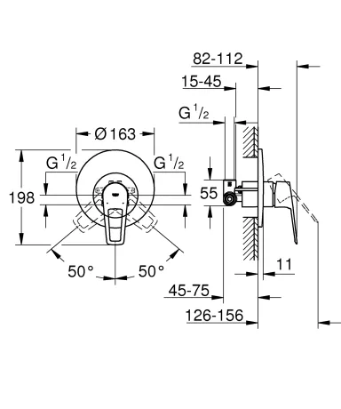 Змішувач прихованого монтажу для 1 споживача Grohe BauLoop New (29080001) — Photo 1