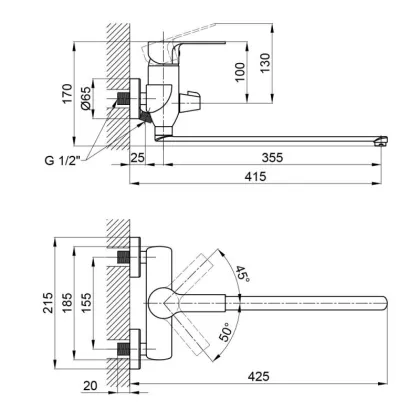 Змішувач для ванни Qtap Ustek 3216107GCW — Photo 1
