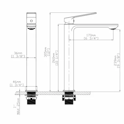 Змішувач для раковини високий Qtap Capricorn, Chrome (k26) QTCAP1060H102C48220 — Photo 1