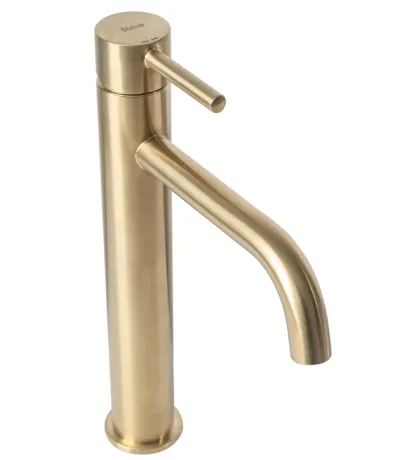 Змішувач для раковини (умивальника) REA LUNGO BRUSHED GOLD золотий матовий високий — Photo 2