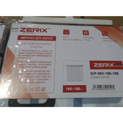 Шторка для ванної ZERIX SCP-002-180x180 з PEVA (поліетиленвінілацетату) (Візерунок "Квадрати" синьо-блакитні) (ZX5001) — Photo 1