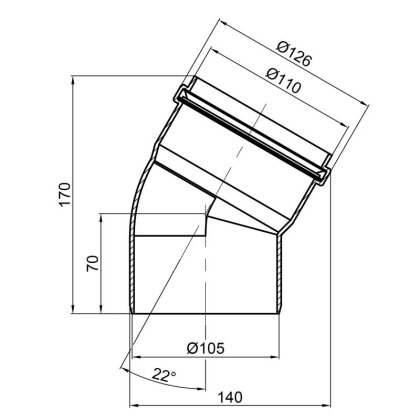 Коліно PPR каналізаційне TA Sewage 110, 22° — Photo 1
