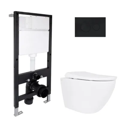 Готове рішення Qtap для ванної кімнати: підвісний унітаз Robin ML Ultra Quiet 520x365x365 + комплект інсталяції Standard (кругла клавіша Black)