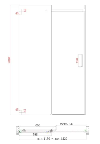 Двері в нішу Koer SR SD02-120x200-TR-01 прозоре скло Easy Clean 8мм, хром (KR5384) — Photo 10