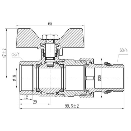 Кран кульовий &quot;Американка&quot; SD Forte 3/4&quot; з антипротіканням прямий SF222W20 — Photo 1