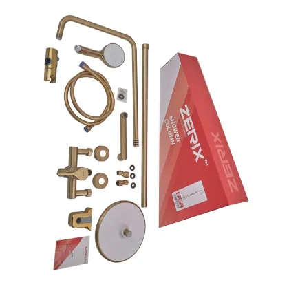 Душова колона зі змішувачем ZERIX REX-009-J BRUSHED GOLD з нерж. сталі (Колір матове золото) (ZX6125) — Photo 1