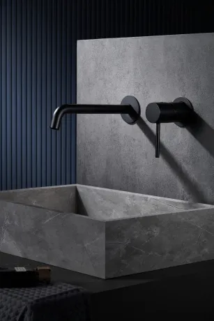 IMEX MONZA MATT BLACK Змішувач для умивальника зі стіни, чорний матовий — Photo 2