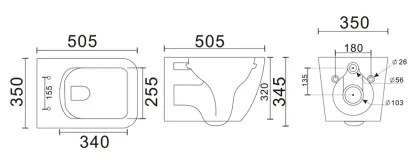 Унітаз підвісний Mixxus Premium QUADRO-0305-R GRAY 510x350x345mm система змиву RIMLESS (MP6656) — Photo 8