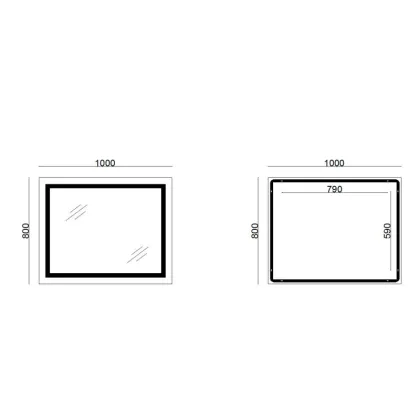 Дзеркало Lidz Kubis 1000х800 з LED-підсвічуванням Touch, з антизапотіванням, з димером, рег. яскравості LD78LF61410080 — Photo 1