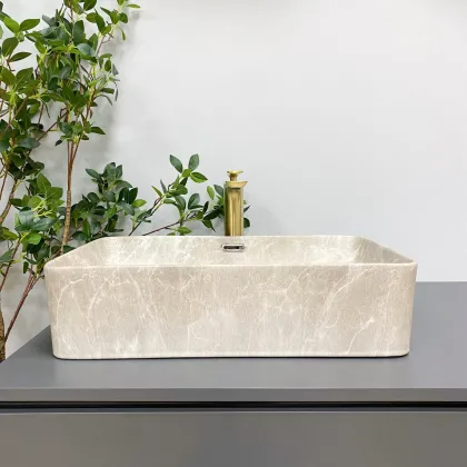 Умивальник (раковина) VBI ARABBA M BEIGE STONE MATT накладний — Photo 3