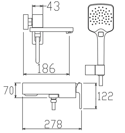 Змішувач для ванни з коротким виливом KOER KB-41009-05 (Колір чорний) (KR6018) — Photo 3