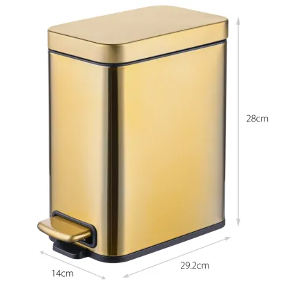 Відро для сміття з плавним закриттям прямокутне Mixxus Premium Quadro-TC0105 Brushed Gold 5 л (колір матове золото) (MI8394) — Photo 24