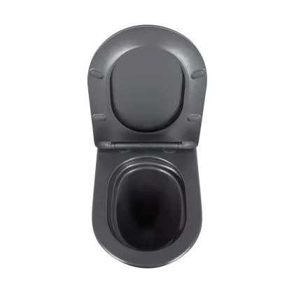 Унітаз підвісний Qtap Robin New Ultra Quiet безобідковий з сидінням Soft-close MATT BLACK QT13332381АSMB — Photo 5