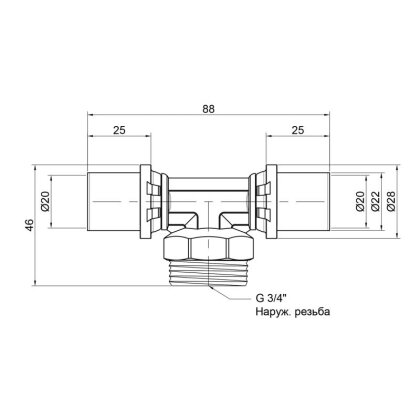 Трійник прес Icma 20х3/4&quot;х20 ЗР №407 — Photo 1