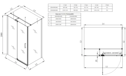 Душова кабіна без піддону Koer SR SC02-100x80x200-TR-01 прозоре скло Easy Clean 8мм, хром (KR5355) — Photo 2