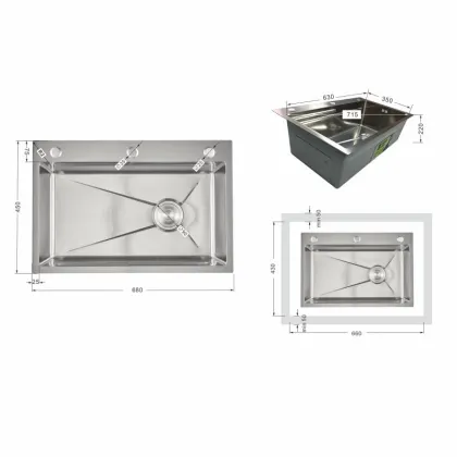 Мийка для кухні інтегрована Lidz Handmade H6845 Brushed Steel 3,0/1,0 мм LDH6845BRU49455 — Photo 1