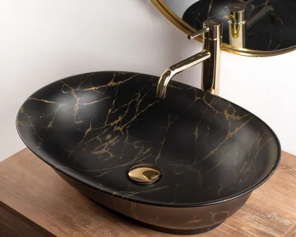 Умивальник (раковина) REA ROMA BLACK MARBLE MATТ накладний * — Photo 2