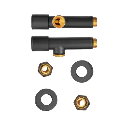 Комплект кранів для рушникосушки кутовий Koer KR.SET.535 BLACK - M1/2''xM1/2'' подовжений (KR5844) — Photo 1