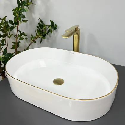 Умивальник (раковина) VBI VERONA 60 WHITE GOLD EDGE накладний — Photo 3