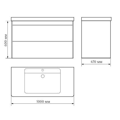 тумба + умивальник VILLEROY&amp;BOCH VERITY DESIGN, 100см, білий матовий — Photo 2