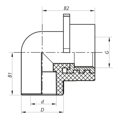 Кут інсталяційний для гіпсокартонних стін ВР 20x1/2F PPR Koer K0189.PRO (KP0244) — Photo 1