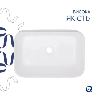 Комплект Qtap Scorpio: Раковина накладна 550x390x120 мм, White, прямокутна + Донний клапан Pop-up PU02 — Photo 3