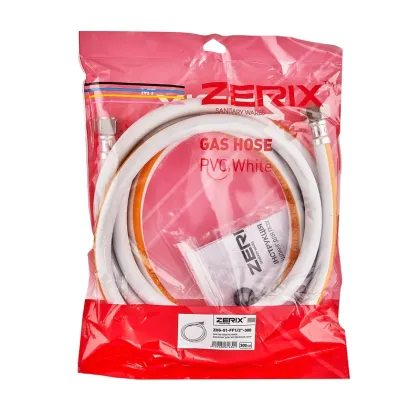 Шланг для газу ZERIX ZHG-01-FF1/2"-300 ПВХ білий 1/2"ГГ 300 см (ZX6163) — Photo 1