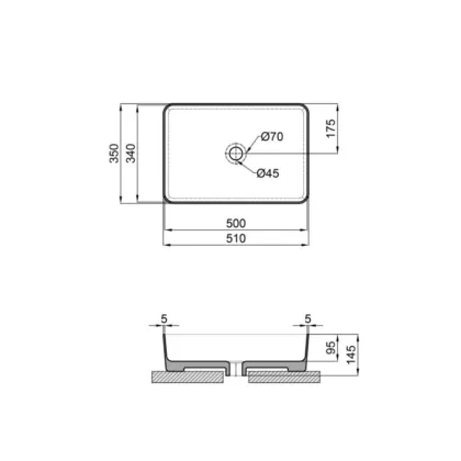 Раковина-чаша Qtap Tern 500х350х145 Matt black QT1711A055MBN — Photo 1