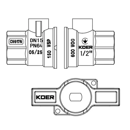 Кран кульовий ГШМ Koer Extreme KE.218-15 - 1/2" FM ручка "метелик" червона (KR5759) — Photo 3