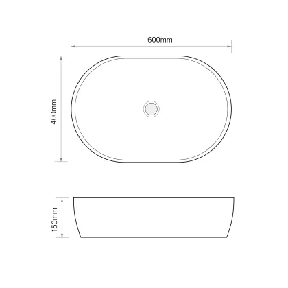 Раковина накладна Mixxus Premium ELLIPSE-0105 EDGE GOLD 600х400х150mm (MP6564) — Photo 7