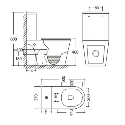 Бачок до унітазу-компакту Mixxus Bevel-0405-R Tank 605х370х800 зі зливною арматурою (MI8325) — Photo 4