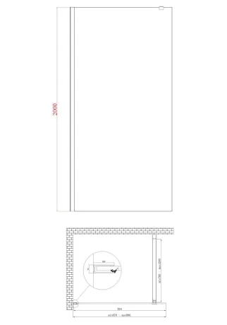 Душова перегородка Koer SR SP01-100x200-TR-01 Walk-In прозоре скло Easy Clean 8мм, хром (KR5393) — Photo 12