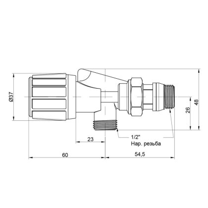 Вентиль двокутовий Icma 1/2&quot; ЗР №869 — Photo 1