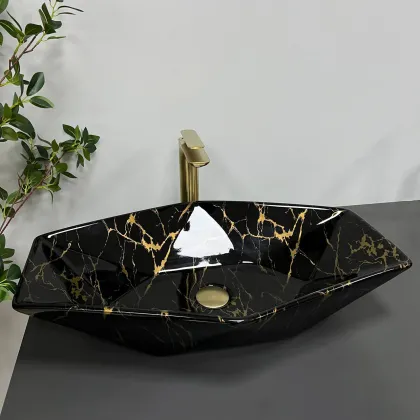 Умивальник (раковина) VBI VENEZIA MARBLE BLACK GLOSSY накладний — Photo 2