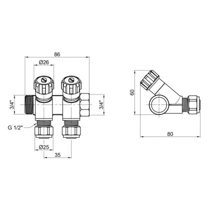 Колектор SD Plus 3/4&quot; 2 виходи SD230W2 — Photo 1