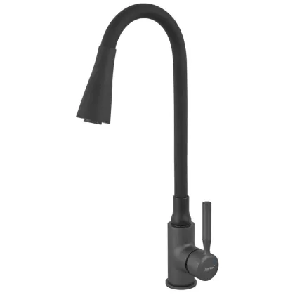 Змішувач для кухні ZERIX ATRIUM-011-T GRAPHITE REFL.BLACK (Колір графіт+силіконовий вилив чорний) (ZX6106)