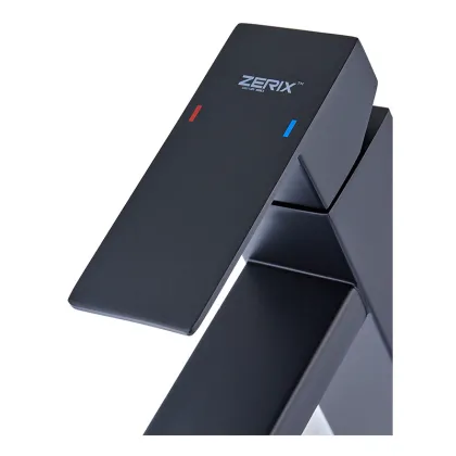 Змішувач для умивальника з нерж. сталі SUS304 Zerix KUB-001 Black (ZX4703) — Photo 1
