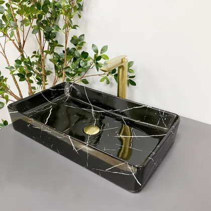 Умивальник (раковина) VBI TRIEST BLACK MARMO GLOSSY накладний