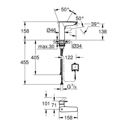 Змішувач для умивальника GROHE EUROSMART NEW 23975003, хром — Photo 1