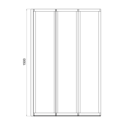Шторка на ванну трьохелементна Style 1000х1500мм (left) black matt, скло 4мм clear — Photo 2