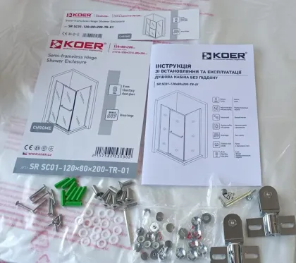 Душова кабіна без піддону Koer SR SC01-120x80x200-TR-01 прозоре скло Easy Clean 8мм, хром (KR5353) — Photo 7