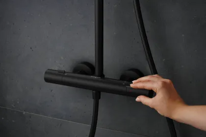 PULSIFY S PURO Showerpipe душова система 260 з термостатом, колір чорний матовий — Photo 1
