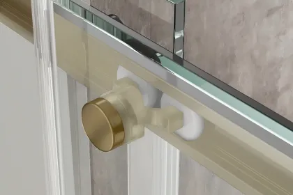 Душова кабіна без піддону Koer SR SC03-90x90x200-TR-12 прозоре скло Easy Clean 6мм, матове золото (KR5358) — Photo 1